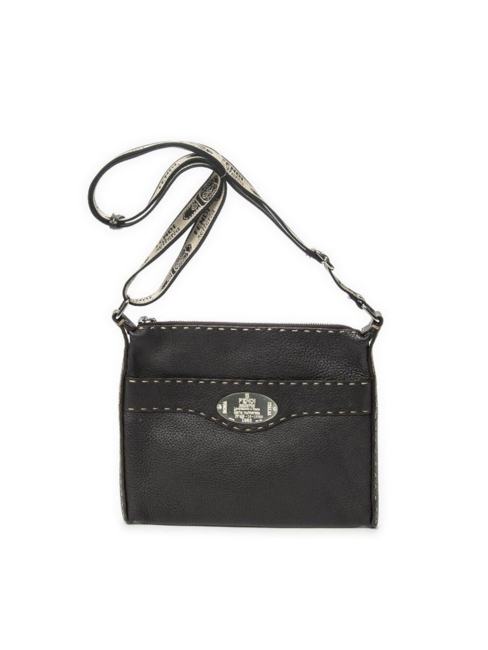 Fendi Front Pocket Crossbody Dark Brown Spike Calfskin Leather
